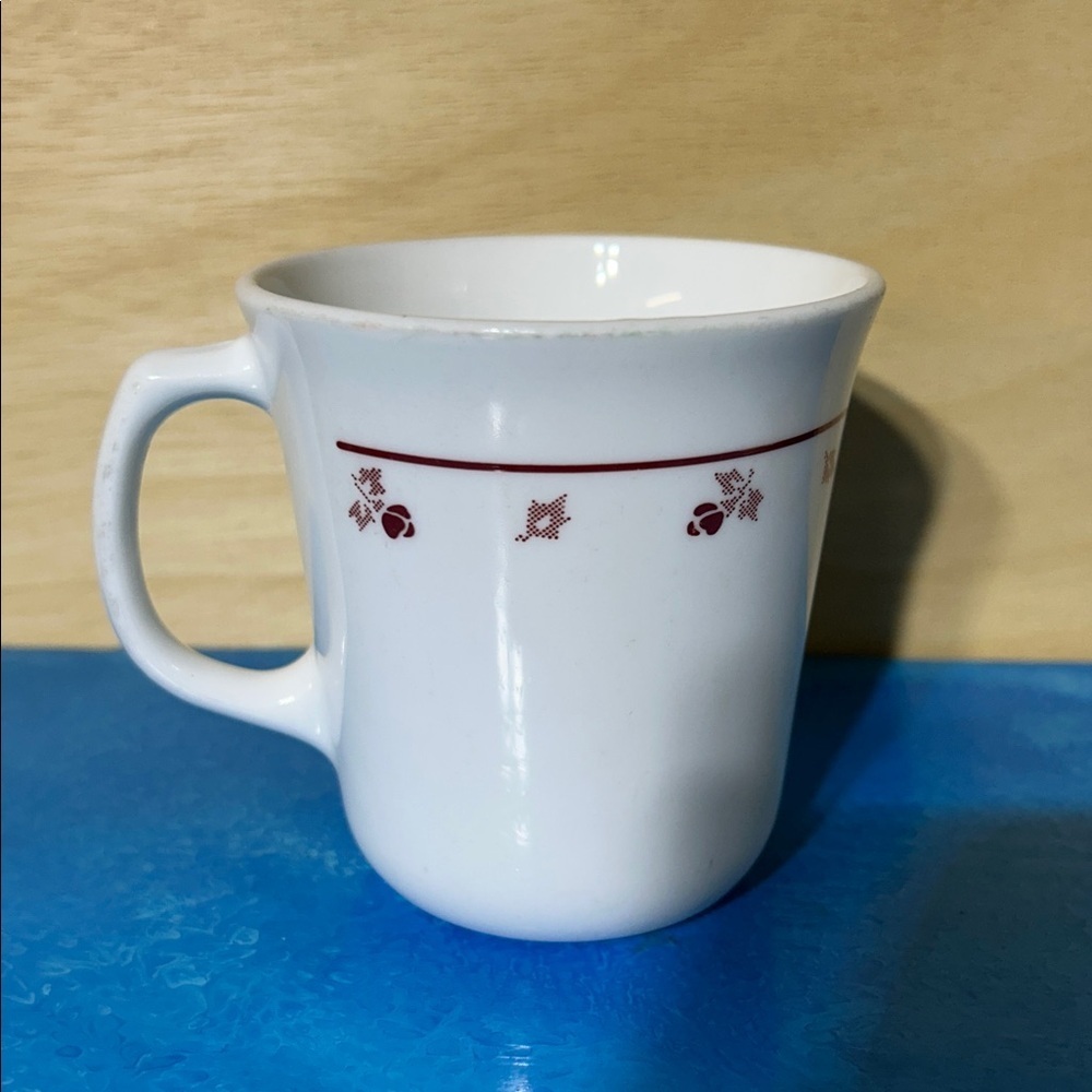 BURGUNDY ROSE by Corning Corelle Floral Patterned White Mugs set of 2 - Picture 2 of 7